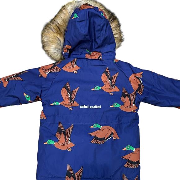 Mini Rodini AOP Wild Duck Padded Parka Jacket 4-6 - Picture 3 of 4